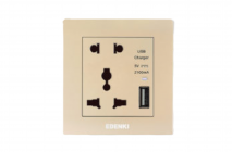 Bộ ổ cắm đôi kèm USB màu vàng – EE-005U-G