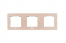 Mặt viền 3 module nhôm màu vàng xước – EL-ABG03